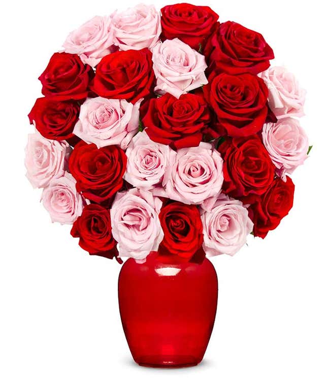 Two dozen rose mix with pink and red roses