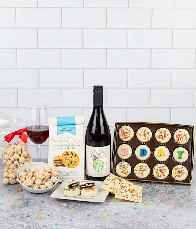 Red Wine &amp; Sweet Treats Birthday Celebration Gift Box