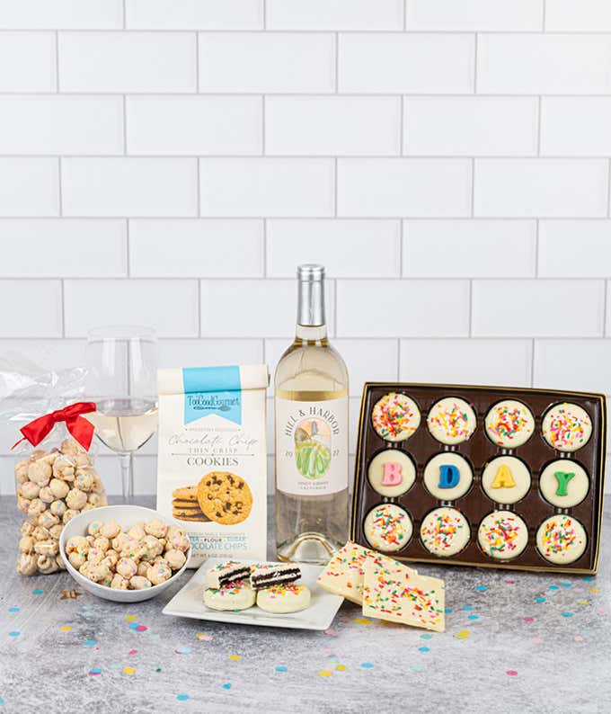 Birthday Celebration Gift Box with California White Wine