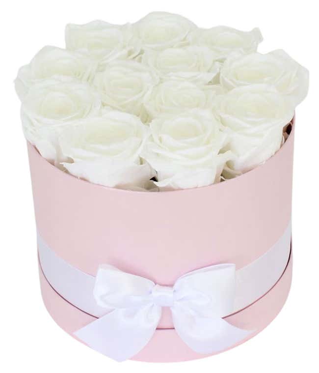 Luxury Dozen Preserved White Roses