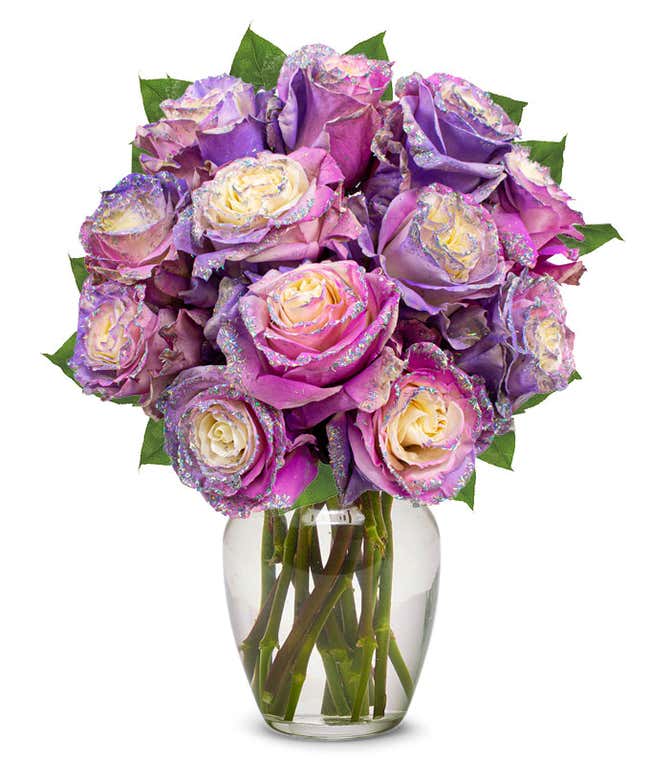 Purple Pastel Glitter Roses 