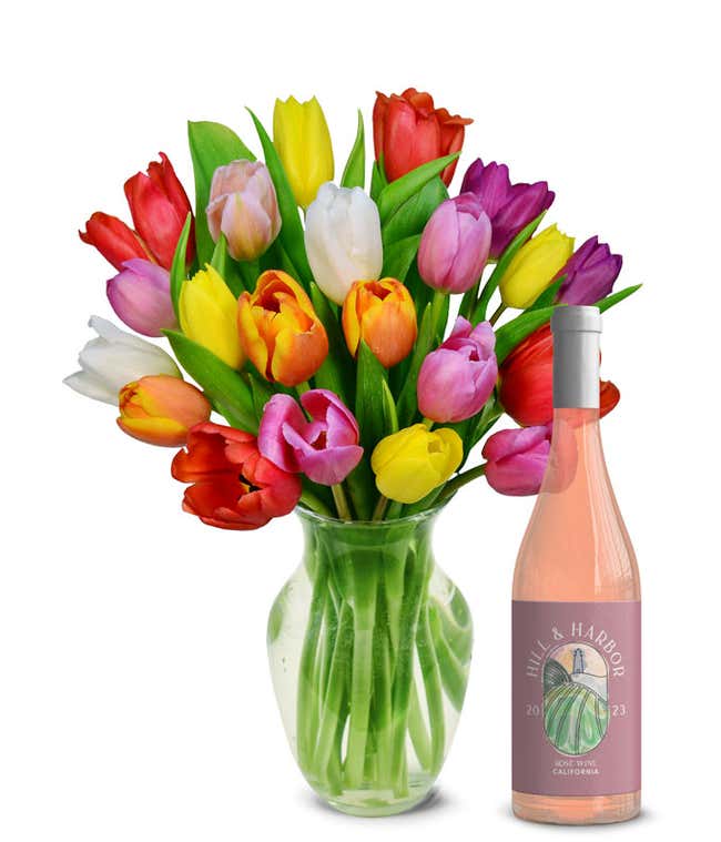 Rainbow Tulips and Ros&eacute; Premium