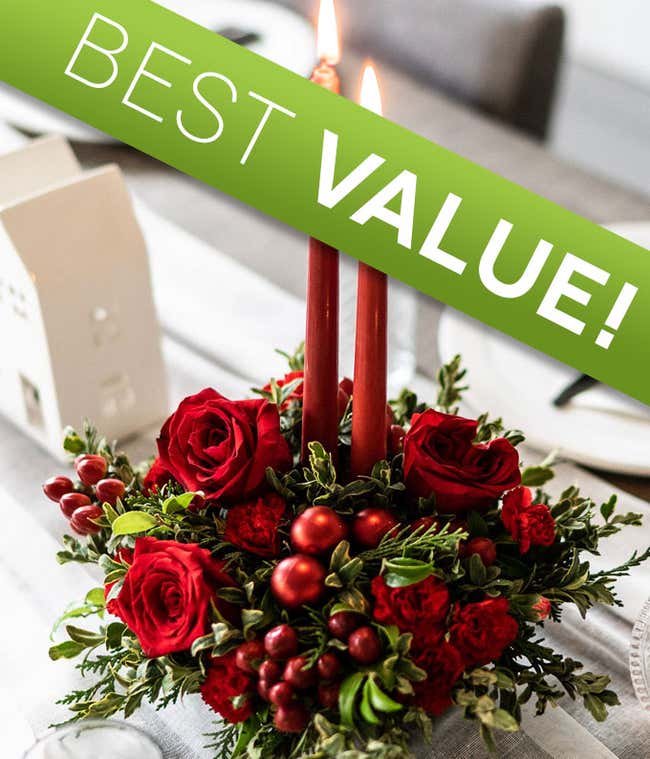 Seasonal Floral Holiday Centerpiece