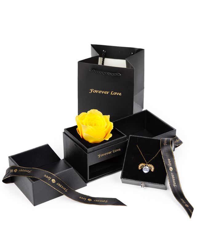 You're My Sunshine Preserved Rose &amp; Necklace Gift Set 