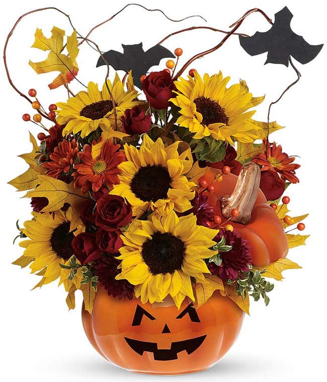 Jack-O-Latern flower pumpkin bouquet