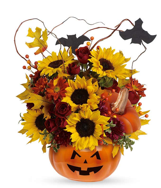 Jubilant Jack-o'-Lantern Flower Arrangement