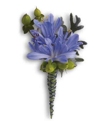 Bold and Blue Boutonniere