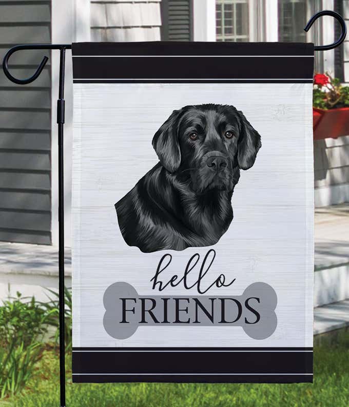 Hello Friends Black Lab Garden Flag