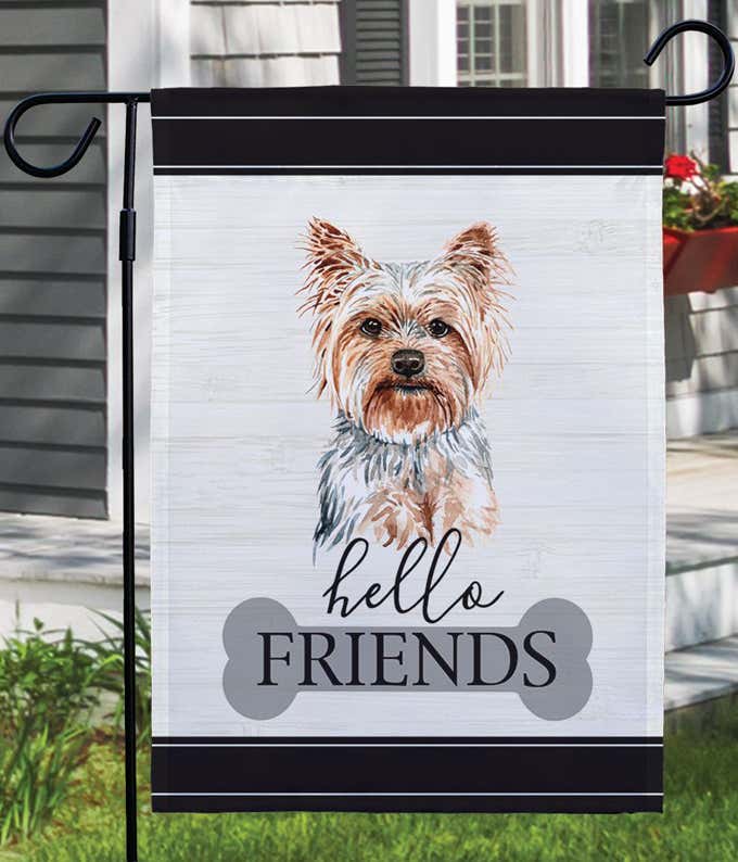 Hello Friends Yorkie Garden Flag